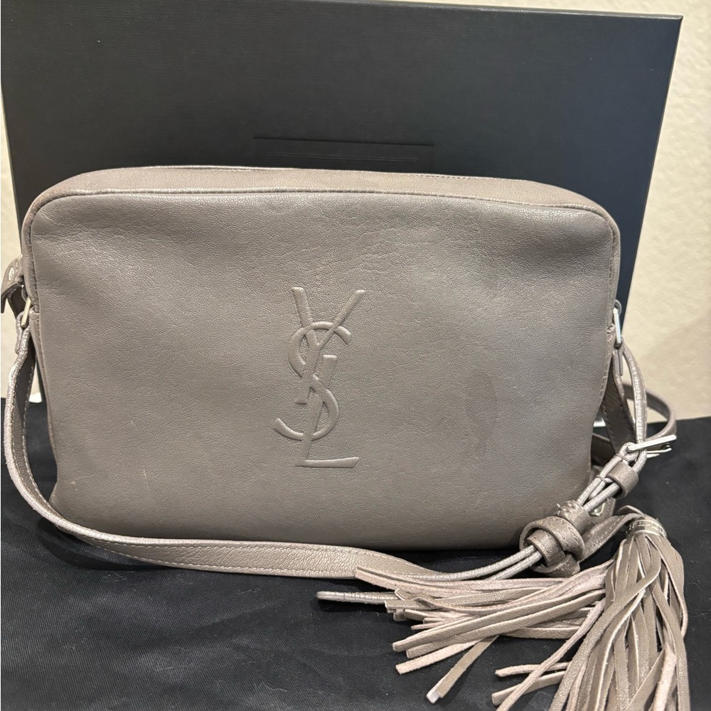 Yves Saint Laurent Monogram Lou Taupe Leather Crossbody Bag
